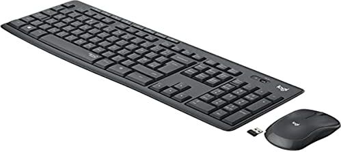 Logitech Combinazione di tastiera e mouse wireless silenziosi MK295 con SilentTouch, tracciamento ottico, tecnologia wireless senza ritardi, 90% di rumore in meno, QWERTY spagnolo, nero