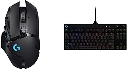 Logitech 502 LIGHTSPEED Mouse Gaming Wireless, Sensore HERO 25K, 25.600 DPI, Design Leggero, 11 Pulsanti Programmabili,Nero & PRO TKL Tastiera Gaming Meccanica, GX Blue Clicky Switch, LIGHTSYNC RGB