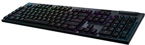 Logitech G 915 LIGHTSPEED Tastiera meccanica da gioco, switch tattile GL con profilo piatto, layout scandinavo, carbonio