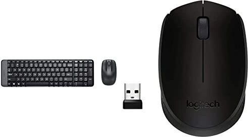 Logitech MK220 Combo Tastiera e Mouse Wireless Compatti per Windows, 2,4 GHz con Ricevitore USB Unifying & M171 , 2.4 GHz, Rilevamento Ottico