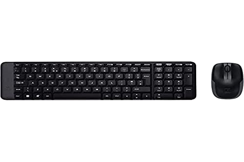 Logitech MK220 Combo Tastiera e Mouse Wireless Compatti per Windows, Layout Internazionale QWERTY Nero