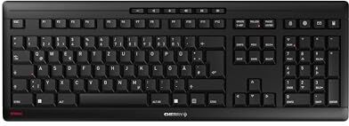 CHERRY STREAM KEYBOARD WIRELESS, Tastiera Senza Fili, Layout per la Germania (QWERTZ), Wireless 2,4 GHz, Tasti Silenziosi, Design Piatto, Alimentazione a Batteria, Nero