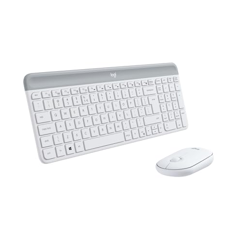 Logitech MK470 Kit Mouse e Tastiera, Layout ‎Americano Qwerty, Bianco