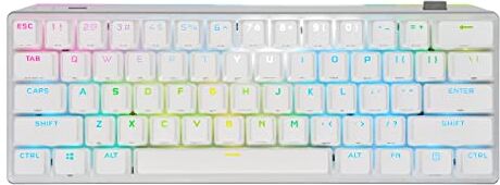 Corsair Tastiera da gioco meccanica K70 PRO Mini Wireless RGB 60% Più veloce Sub-1ms Wireless, Swappable Cherry MX Brown Keyswitch, telaio in alluminio, PBT Double-Shot Keycaps layout NA, QWERTY Bianco