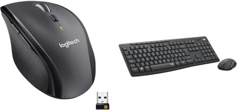 Logitech M705 Marathon Mouse Wireless, Ricevitore USB Unifying 2,4 GHz, 1000 DPI & MK295 Kit Mouse e Tastiera Wireless – Tecnologia SilentTouch, Tastierino Numerico