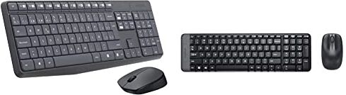 Logitech MK235 Combo Tastiera e Mouse Wireless per Windows, Layout Spagnolo QWERTY Grigio & MK220 Combo Tastiera e Mouse Wireless Compatti per Windows