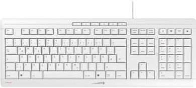 CHERRY STREAM KEYBOARD, Tastiera Con Filo, Layout per la Germania (QWERTZ), Battitura Estremamente Silenziosa, Sensazione di Digitazione Unica, Design Piatto, Bianco-Grigio