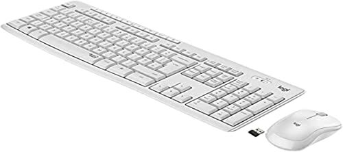 Logitech MK295 Kit Mouse e Tastiera Wireless, Layout Spagnolo Qwerty, Bianco