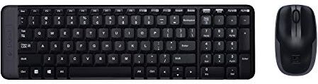 Logitech MK220 Combo Tastiera e Mouse Wireless Compatti per Windows, Layout ‎Portoghese QWERTY Nero