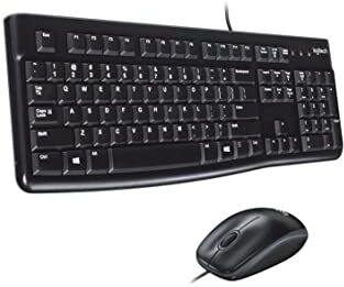 Logitech MK120 Combo Tastiera e Mouse con Filo per Windows, Layout ‎Francese AZERTY Nero