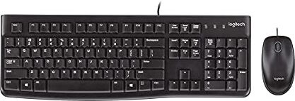 Logitech MK120 Combo Tastiera e Mouse con Filo per Windows, Layout Inglese QWERTY Nero