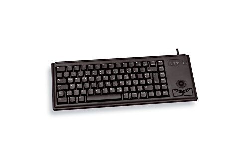 CHERRY Compact Keyboard G84-4400, layout britannico, tastiera QWERTY, tastiera cablata, tastiera meccanica, meccanica ML, trackball ottico integrato più 2 pulsanti del mouse, nero