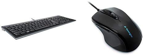 Kensington Tastiera Advance Fit std. sottile IT K72357IT K72355EU Mouse Pro Fit, Mouse ottico con cavo, 5 pulsanti, Per Destrorsi, Plug & Play, Compatibile con Windows e macOS, Nero