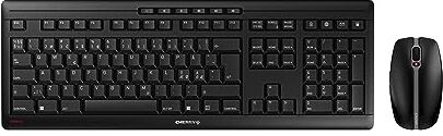 CHERRY STREAM DESKTOP, Set di Tastiera e Mouse Senza Fili, Layout per i Paesi Nordici (QWERTY), Wireless 2,4 GHz, Battitura Silenziosa dei Tasti, Alimentazione a Batteria, Nero