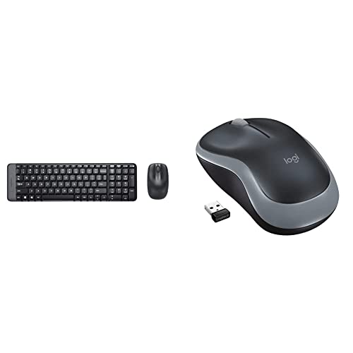 Logitech MK220 Combo Tastiera e Mouse Wireless Compatti per Windows, 2,4 GHz Wireless & M185 Mouse Wireless, 2,4 GHz con Mini Ricevitore USB, Durata Batteria di 12 Mesi
