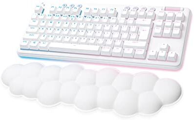 Logitech G715 Tastiera da gioco wireless con LIGHTSYNC RGB Illuminazione Velocità luminosa, Interruttore lineare (GX Brown) e poggiapolsi per tastiera, PC e Mac Bianco Nebbia