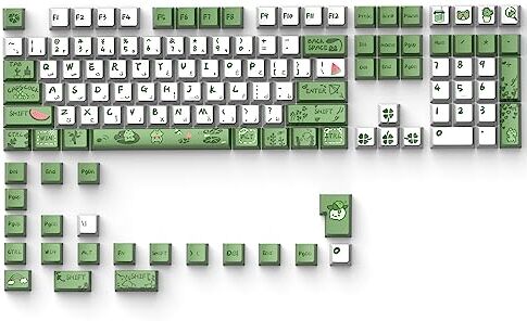 Generic Newwyt Keycaps 129PCS Green Frog Keycaps Profilo OEM Set completo Keycap DyeSubbed Cappucci PBT spessi per tastiera meccanica da gioco Materiale PBT