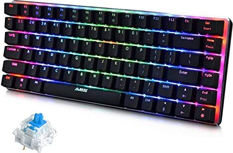 FELiCON AK33 Tastiera da Gioco Meccanica Cablata USB, Blue Switch 80% Gaming Keyboard con Retroilluminazione LED RGB Chroma Compatto a 82 Tasti QWERTY Anti-ghosting per PC, Laptop,Mac, PS4, XBOX-Nero