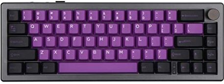 EPOMAKER EK68 Tastiera meccanica Gasket NKRO al 65%, con batteria da 3000 mAh, retroilluminazione RGB per ufficio, casa, Win/Mac (Black Purple, Bluebird Switch)