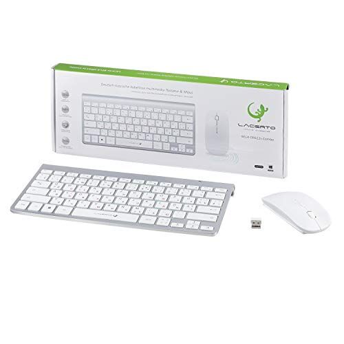 Lacerto ®   Bilinguale Russian German Wireless Multimedia Keyboard & Mouse   BelA-DR612s   Argento