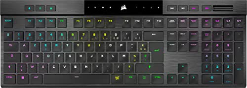 Corsair K100 AIR Wireless RGB Tastiera Gaming Meccanica Wireless Ultrafine Slipstream inferiore a 1 ms, Bluetooth, Switchs Touche Cherry MX Ultra Low Profile FR Layout, AZERTY Nero