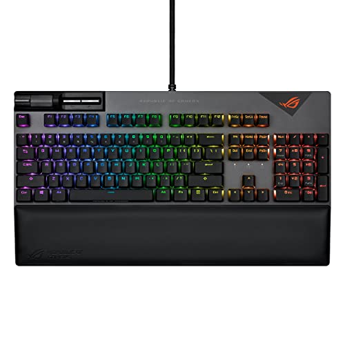 Asus ROG Strix Flare II Tastiera meccanica da gioco AZERTY, interruttori meccanici ROG NX Red, tasti ABS, comandi in metallo e poggiapolsi rimovibile