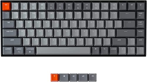 Keychron K1 Tastiera meccanica da gioco Bluetooth/USB wireless, tastiera RGB a 84 tasti, retroilluminazione a LED, per Mac e Windows, interruttori rossi Gateron G Pro, telaio galvanizzato