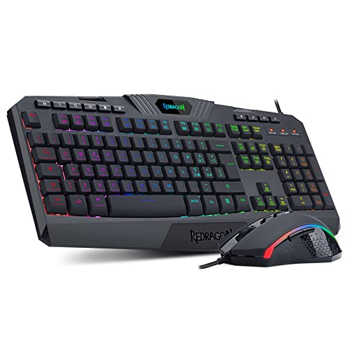 Redragon S101 RGB Retroilluminato Mouse da Gioco Tastiera Combo, 4200 DPI per Windows PC Gaming QWERTY Italiano