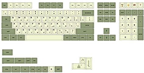 Bcowtte Caratteri di sublimazione di Tintura Etereo Verde PBT Coperchio Tasto per Tastiera Meccanica USB Cavo 124 Tasti Russo