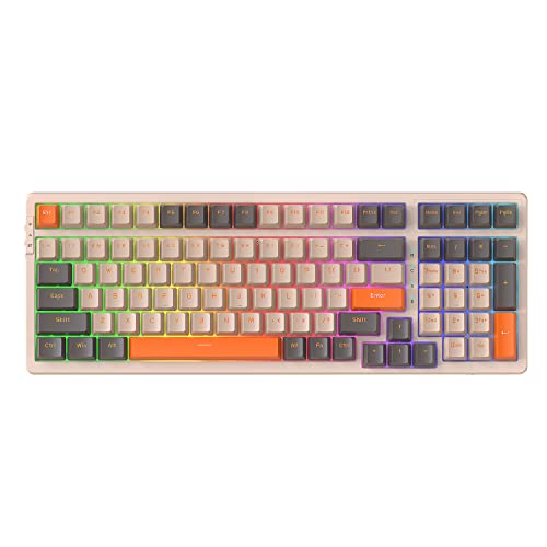 SQALCXY Nuovo K98 100Keys meccanico Gaming Keyboard Tre modalità Hot Swap tastiera meccanica di gioco ricaricabile RGB Type-C tastiera (Interruttore crepuscolare/giallo)