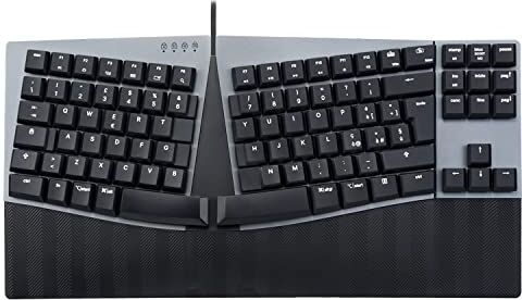 Perixx PERIBOARD-335BL Tastiera meccanica ergonomica compatta a filo Tenkeyless Tasti Clicky blue a basso profilo Tasti macro programmabili-Compatibile con Windows e Mac OS X Layout QWERTY