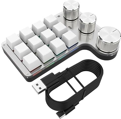 Loufy Tastiera Meccanica Programmabile DIY RGB 12 Tasti 3 Tasti Tastiera Macro Personalizzata Durevole Bluetooth Hotswap Tastiera Bianco