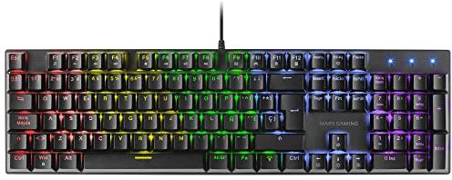 MARSGAMING MK422BES Nero, Tastiera Gaming Meccanica RGB, Antighosting, Switch Meccanico Blu, Lingua Spagnola