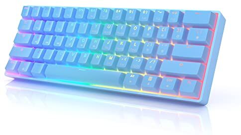 HK Gaming HKKB GK61 Mechanical Gaming Keyboard 60 Percent   61 RGB Rainbow LED Backlit Programmable Keys   USB Wired   For Mac and Windows PC   Hotswap Gateron Optical Brown Switches   Blue