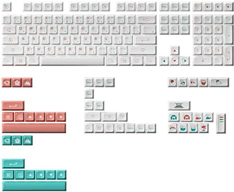 Akko Red Fuji Keyboard Keycaps 161 Tasti, JDA Profile, PBT Dye-Sub, ANSI Layout, Inglese + Giapponese, Full Keycap Set per Tastiere Meccaniche