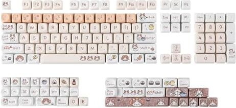 EPOMAKER Meow-Sushi 143 tasti Profilo MOA PBT a sublimazione Set di copritasti per tastiera meccanica con layout ANSI