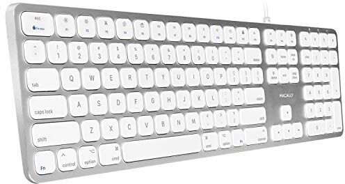 Macally MLUXKEYA, Tastiera Mac estesa con tastierino numerico, 2 Porte USB e Layout con tastierino Americano QWERTY, USB-A, Design in Alluminio