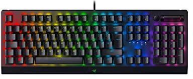 Razer BlackWidow V3 (Green Switch) Tastiera meccanica da gioco (interruttori meccanici clicky, tasti ABS doppio, rullo digitale multifunzione e chiave multimediale, poggiapolsi), layout UK, nero