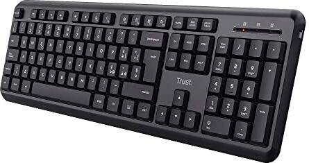 Trust Ody Tastiera Wireless Silenziosa, Layout Italiano QWERTY, Resistente ai Liquidi, Ricevitore USB, 13 Tasti Funzione, Tastiera PC Senza Fili, Keyboard per Laptop, Mac, Notebook, Windows Nero