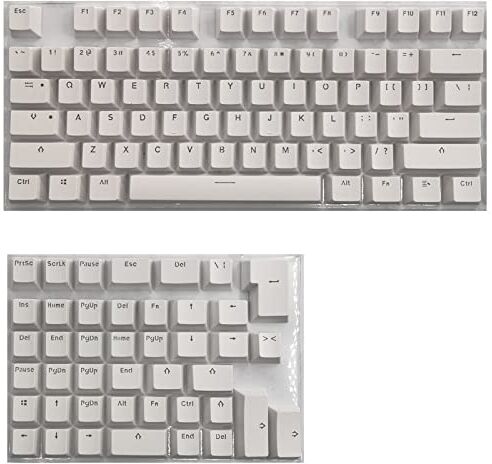 N//B KeyCaps PBT per mini tastiera meccanica per 61/64/68/71/82/84 Tastiera layout con lettere RGB trasparenti (bianco)