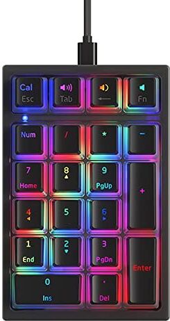 Guindxan Tastiera Meccanica Digitale K10 21 Albero Giallo Pudding Keycap RGB Retroilluminato Anteriore Guscio inferiore Trasparente Tastiera-B