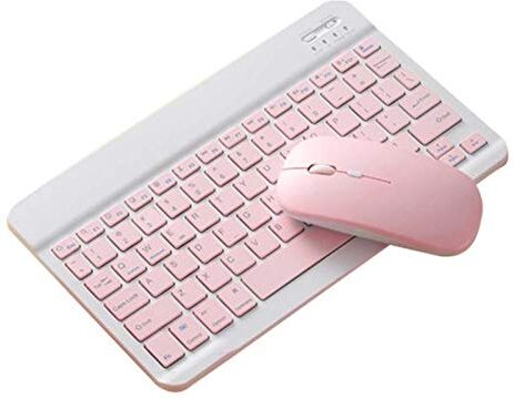 XCHJY Blu Colore Bluetooth Mouse Keyboard Set for Il Telefono Mobile Tablet Universale Ultrasottile Senza Fili Rosa Keyboard Mouse Set Computer Accessories (Color : Pink Set)