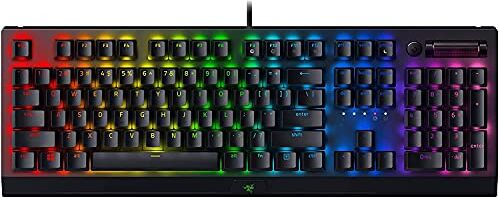 Razer BlackWidow V3, Interruttore Giallo, Tastiera da Gioco Meccanica, Interruttori Silenziosi, Copri Tasti in ABS, Rullo Digitale Multifunzione e Chiave Multimediale, Poggiapolsi, Layout USA, Nero