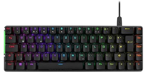 Asus ROG Falchion Ace Black Tastiera da gioco meccanica AZERTY cablata 65%, superficie laterale touch, Dual USB-C, protezione in policarbonato, switch Cherry MX e 400 ore di autonomia, Aura Sync