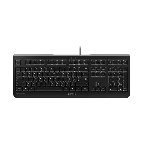 CHERRY KC 1000, Tastiera Con Filo, Layout per i Paesi Nordici (QWERTY), Plug & Play tramite Porta USB, Design Piatto, Battitura Estremamente Silenziosa, Nero