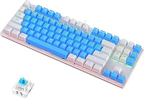 Yisawroy K400 87 Tasti Blu/Nero Switch Tastiera Meccanica USB Wired con RGB Retroilluminato per Laptop e Altre Versione Aggiornamento