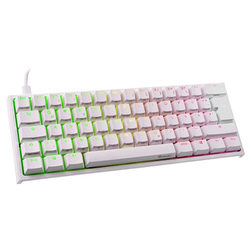 Ducky ONE 2 Mini Tastiera Meccanica RGB, Tastiera Gaming Switch Blue, Tastiera 60% con Layout Tedesco, Tastiera PC con Staccabile Filo (da USB a USB C), Tastiera Retroilluminata, Tastiera Bianca