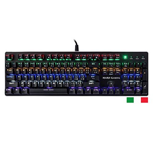 MARSGAMING MK4B, Tastiera Meccanica Switch Rosso, Retroilluminazione , Antighosting, IT, Nero