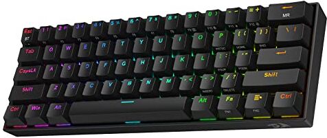 Redragon K530 Draconic Tastiera RGB meccanica compatta al 60% Design TKL 5.0, da gioco, Bluetooth con interruttori marroni e 16,8 milioni di RGB per PC, laptop, telefono cellulare