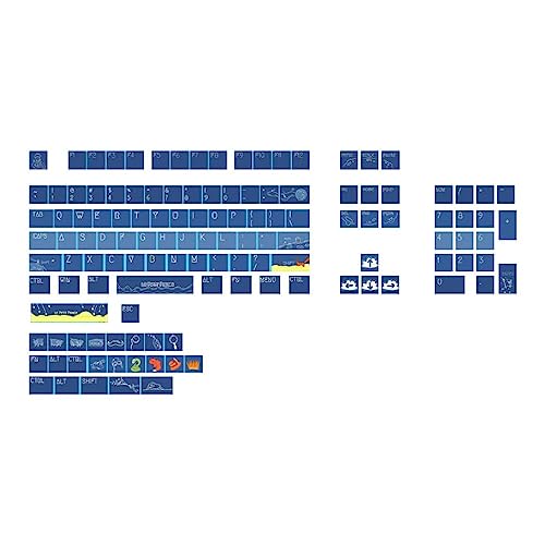 Generic Squisito 128 Tasti Blue Swim Keycap Set XDA Profile PBT Sublimazione A 5 Lati Keycaps Tastiere Meccaniche Fai-da-te Keycap 128 Keycaps